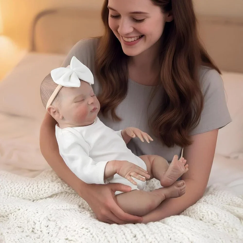 🆕20inch Soft Cloth Body Newborn Baby Doll Moonbeam Ribbon Angel Sleeping Girl